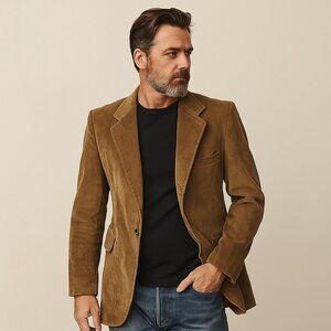 Vintage 70s Kmart Tan Corduroy Blazer Jacket Brown Retro Academia Size M/L